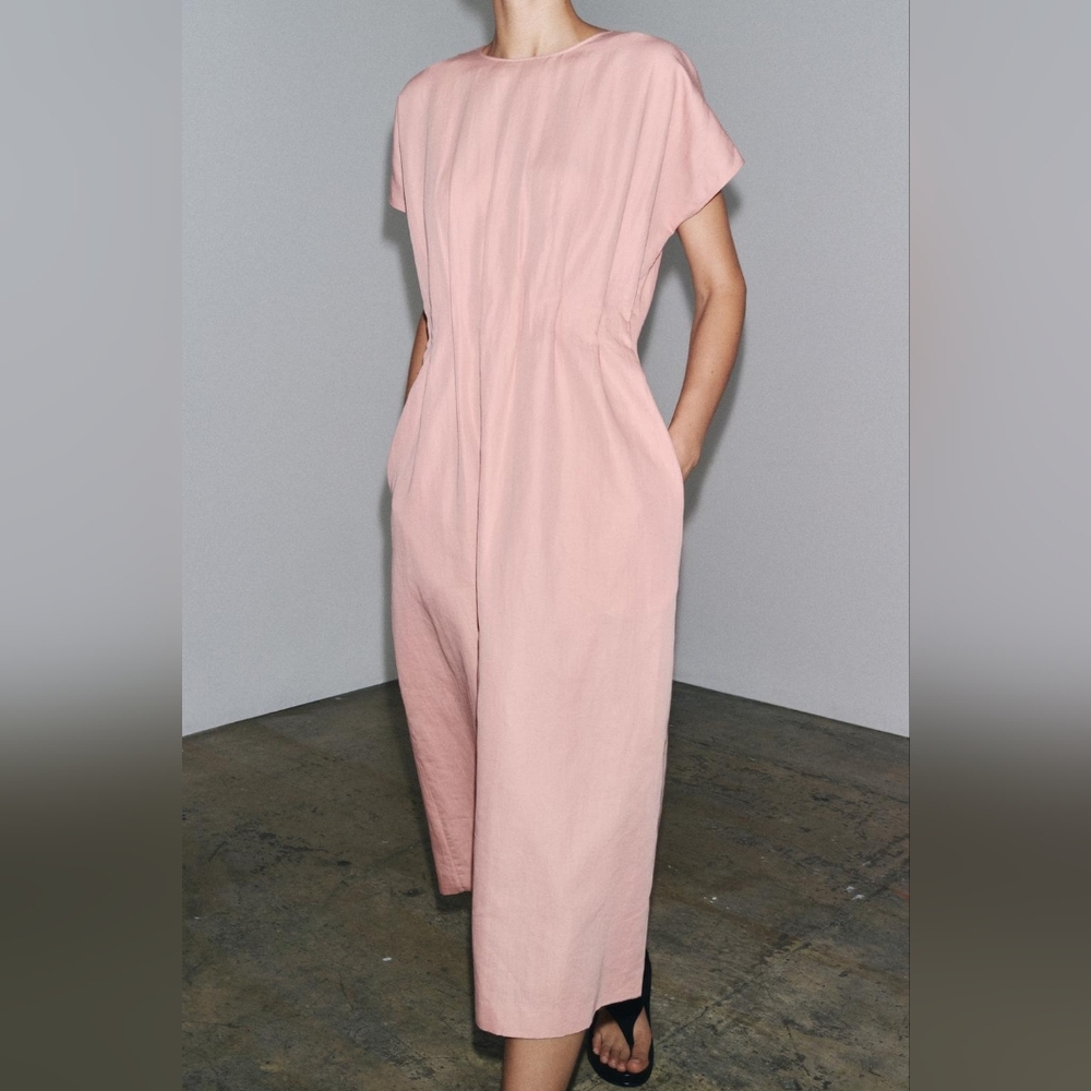 Zara Pale Pink Midi Dress - Picture 5 of 8